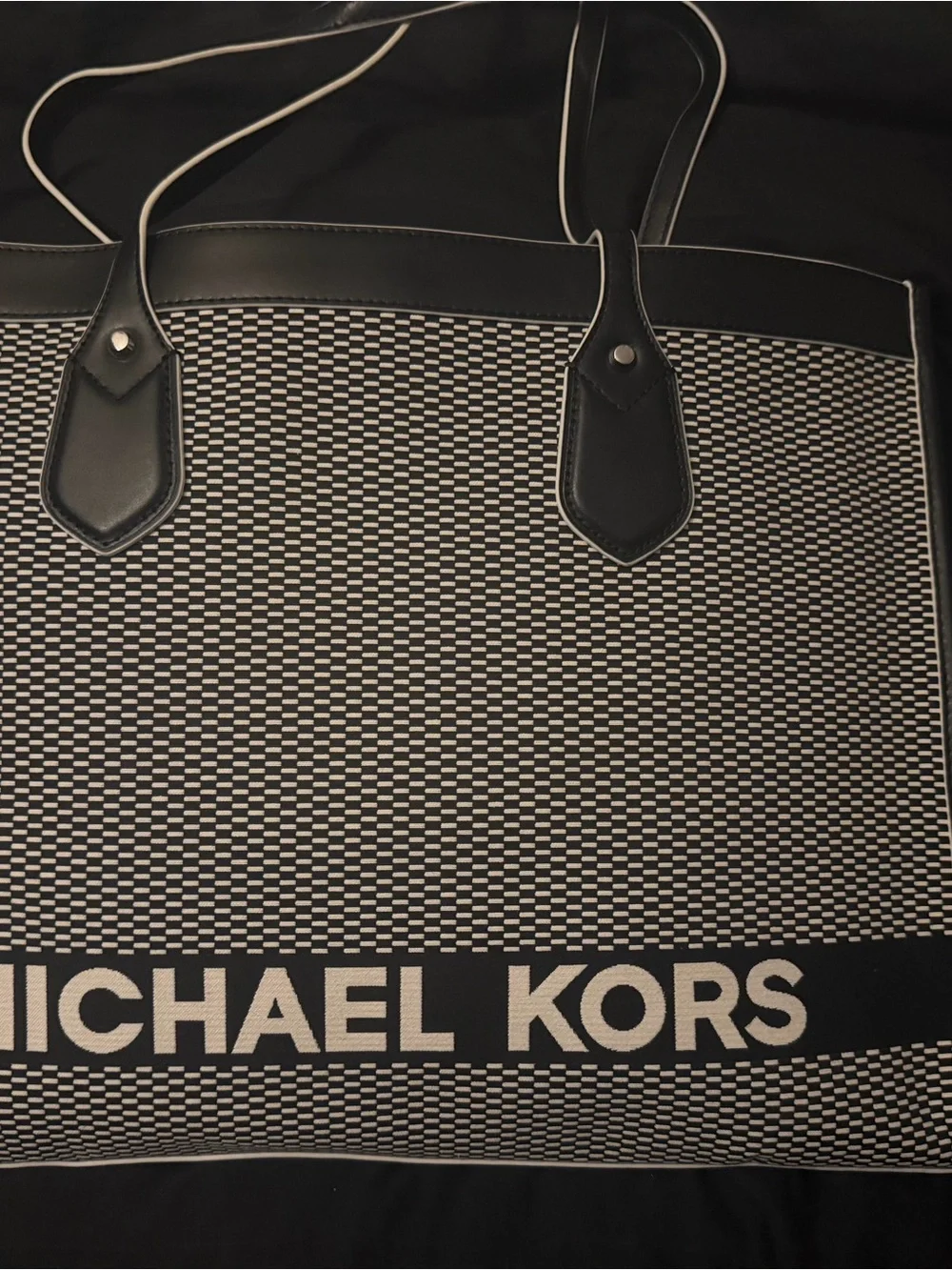Michael Kors Black & Cream Logo Jacquard Tote